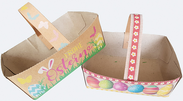 Easter cardboard basket 13x16cm, CRAFT, motifs as