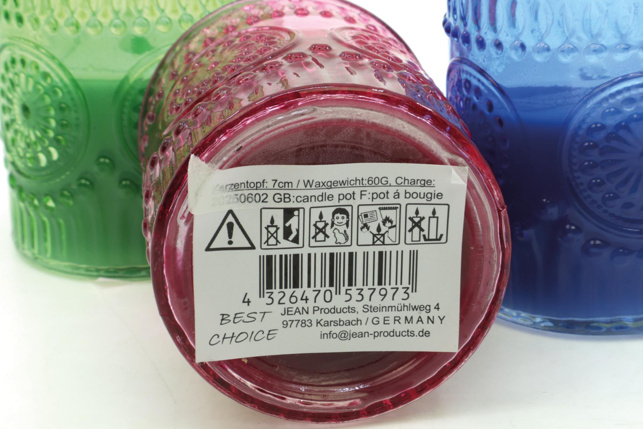 Bougeoir décoratif, 7x5,5x5,5cm, 3 coul. ass.