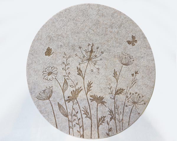 Tischset rund aus dickem Filz 35x35x0,3cm