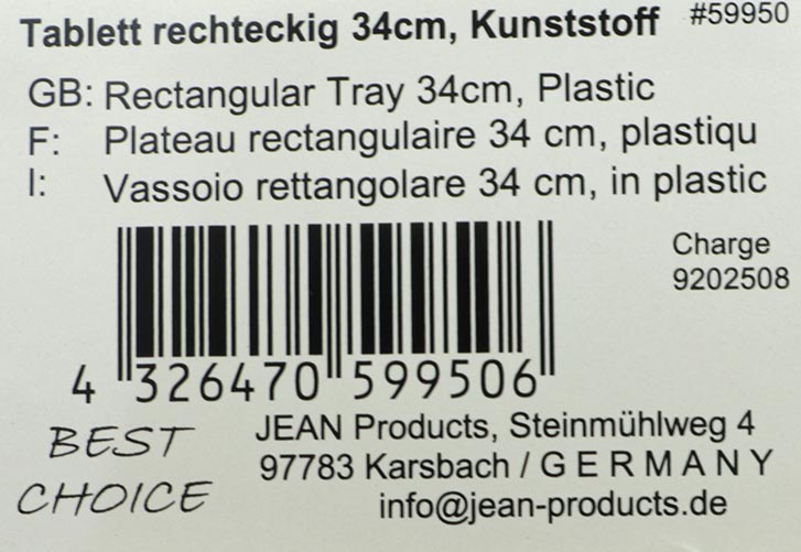 Tablett rechteckig XL 34x23cm aus Kunststoff