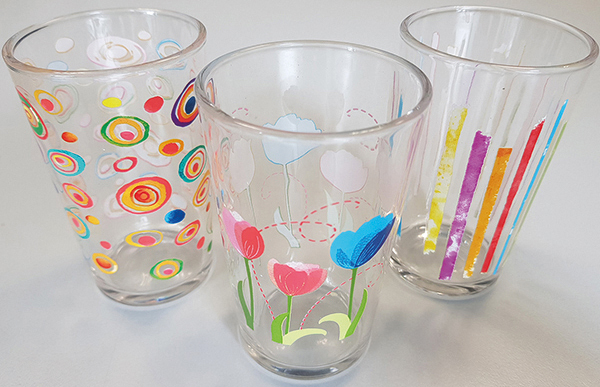 Drinking glass with beautiful spring and summer motifs