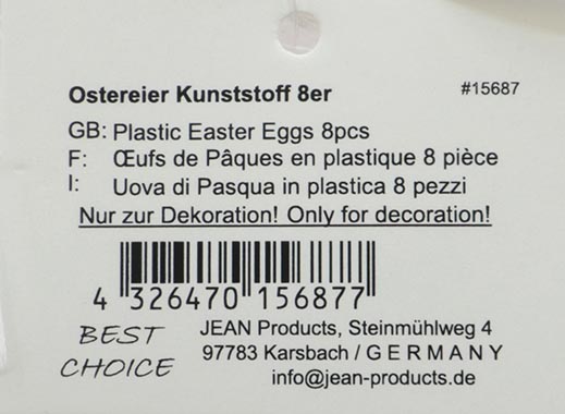 Easter eggs plastic w. motif, set of 8,each 6cm