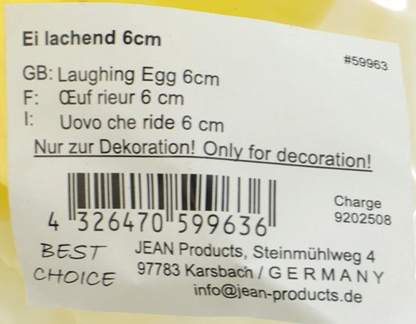 Ei lachend 8x5cm mit Gesicht 3er Set, aus Kusto