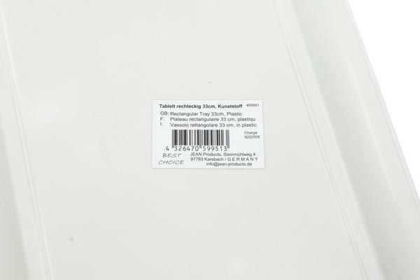 Tablett rechteckig 33.5 x 25.5 x 1.25 cm aus Kunststoff