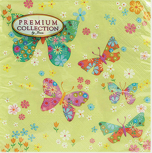 Serviettes Premium 20 pièces 33x33cm papillon