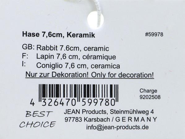 Hase sitzend 7,6x4,6cm – aus Keramik