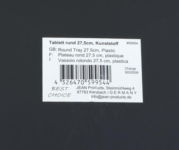 Tablett rund 27,5 cm aus Kunststoff