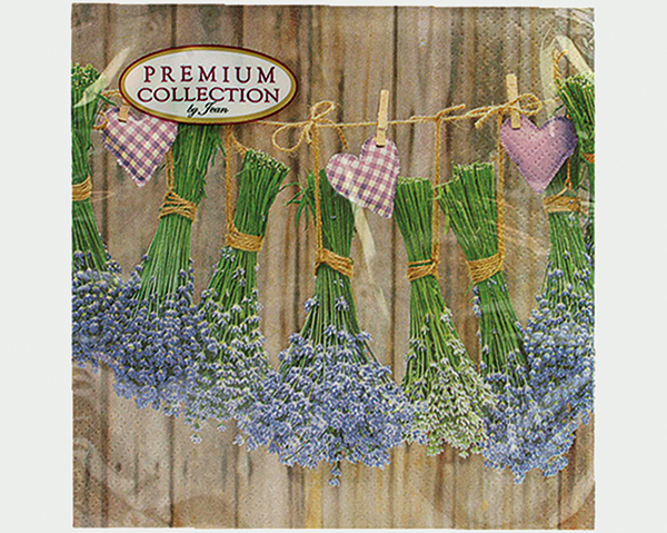 Premium Servietten 20er 33x33cm Lavendel mit Herz