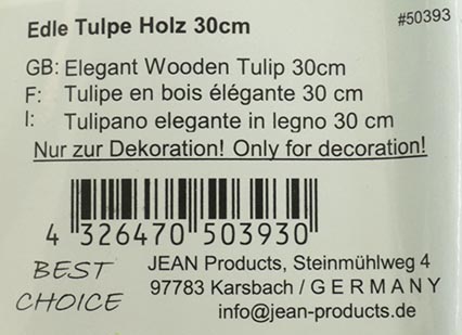 Edle Tulpe aus feinstem Holz 3x3,5x32cm