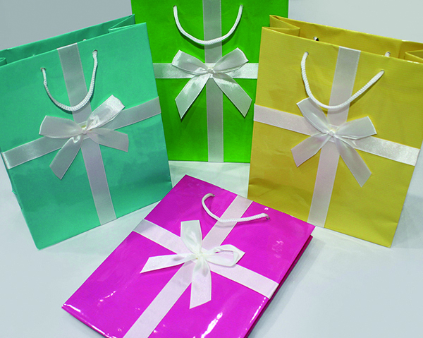 Gift bag with beautiful shiny surface, 18x8x23cm, medium