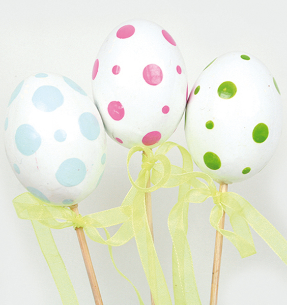 Easteregg plug ceramic white/dots 15,5x6x4,5cm