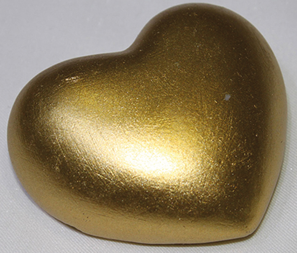 Golden heart XL 8.2x7x3.1cm, handmade and hand-painted from