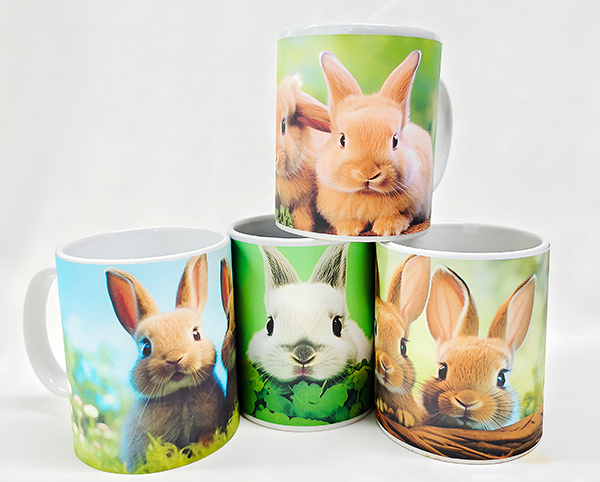 Tasse à café avec motif lapin d'environ 250 ml