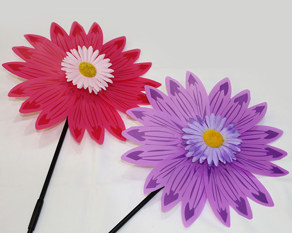 Pinwheel flowers XXL, 30cm, foldable in a transparent bag,