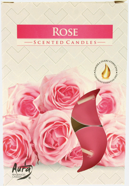 Bougies à thé parfumées 6pcs rose dans boîte