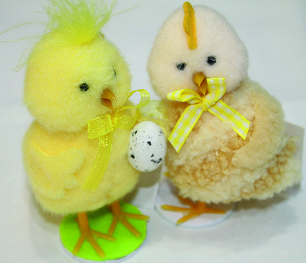 Cute fabric duck, 8.5x5cm, with bow and or egg 2-way sorted,