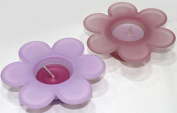 Photophore forme fleur 11x3cm en verre le plus fin, couleurs