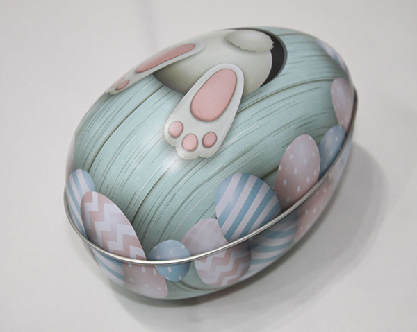 Metal Easter egg with a sweet rabbit motif 12.5x8.2x9.5cm,