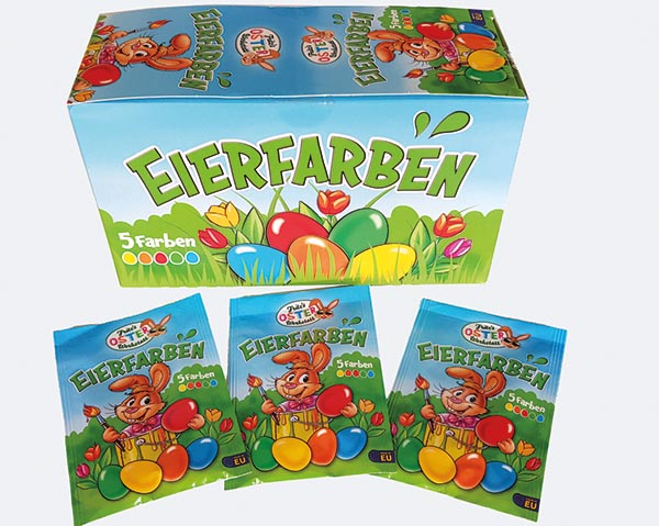 Ostereier Pulver-Farben 5 Farben im 50er Display