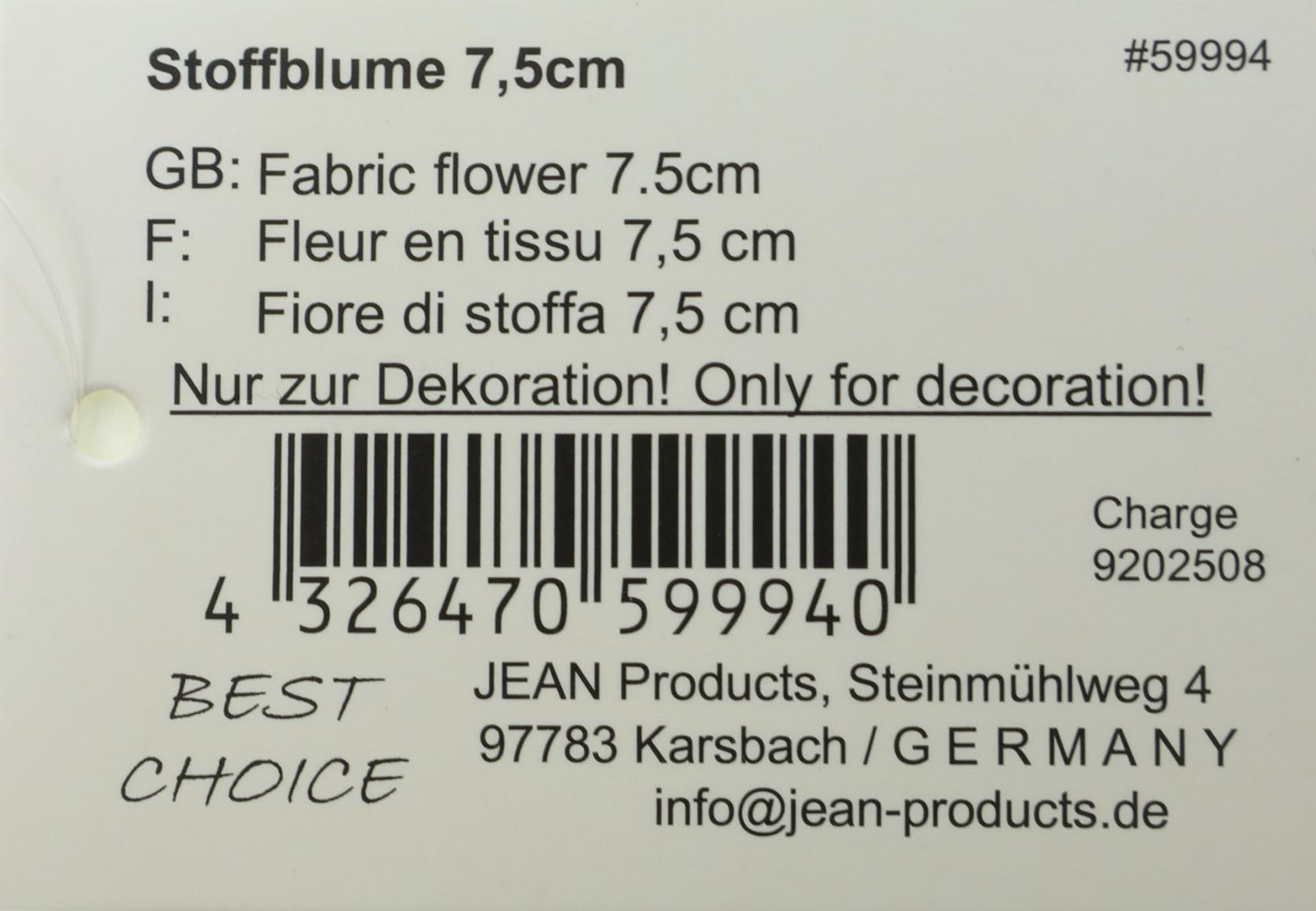 Stoffblume, handgenäht 7,5cm, tolle Farben sortiert