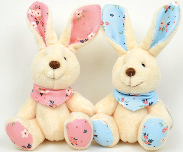 Peluche lapin en tissu coloré 9cm les 2 assorties