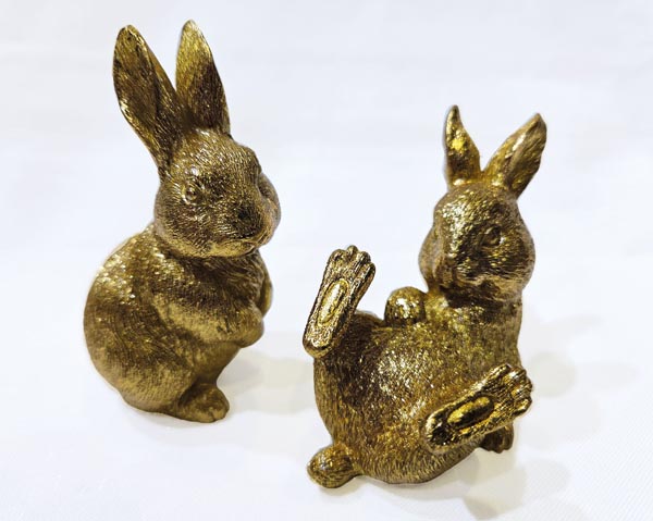 Häschen goldfarben 8,1x4,8cm aus feinstem Kunstharz