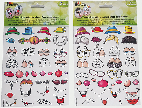 Deco sticker self-adhesive, 36 funny stickers,