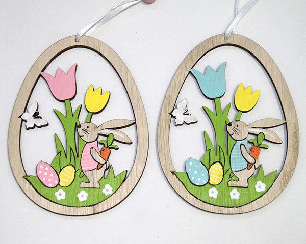 Easter egg hanger XL decorated with a rabbit and flowers