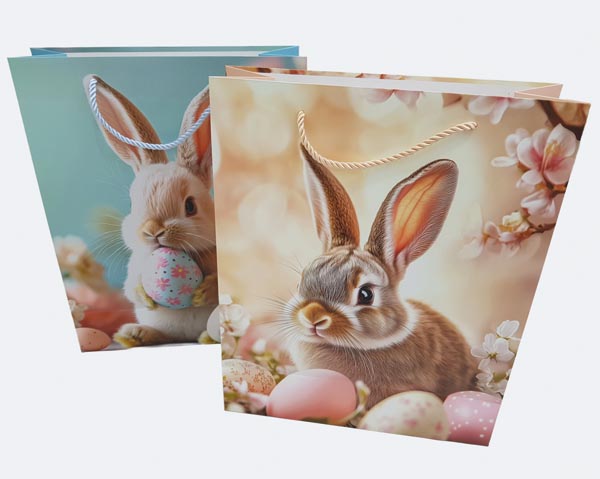 Geschenktasche Hasenmotiv mittel 23x18x10cm matt, mit