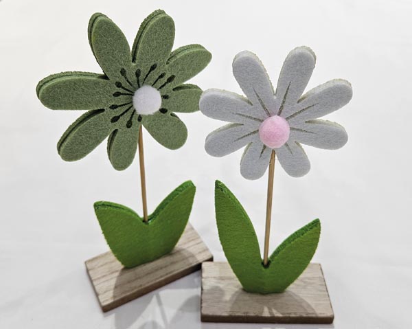 Filzblume 18,7x4,5x9cm, mit großen Blättern