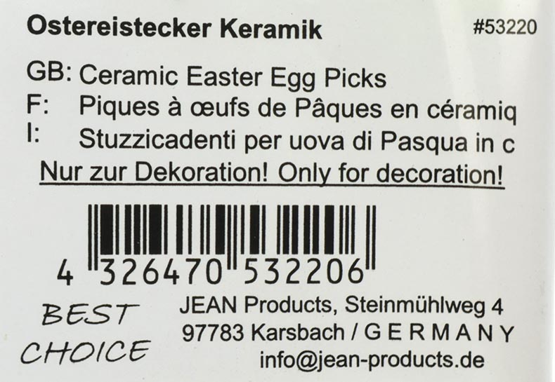 Ostereistecker Keramik weiß/Blüten 15,5x6x4,5cm