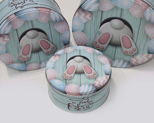 Metal tins set of 3 with bunny Happy Easter, price per set!