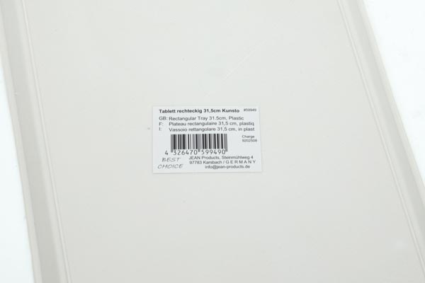 Tablett rechteckig 31.5 x 22.5 x 1.5 cm aus Kunststoff