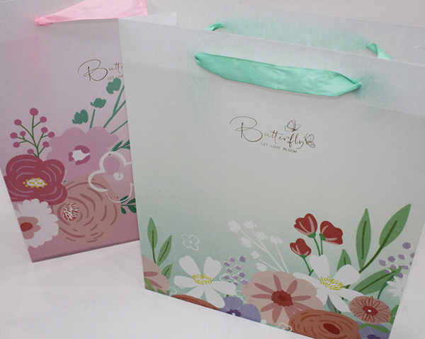 Shopping bag flowers, 26.8x9.8x32cm, with riveted sturdy