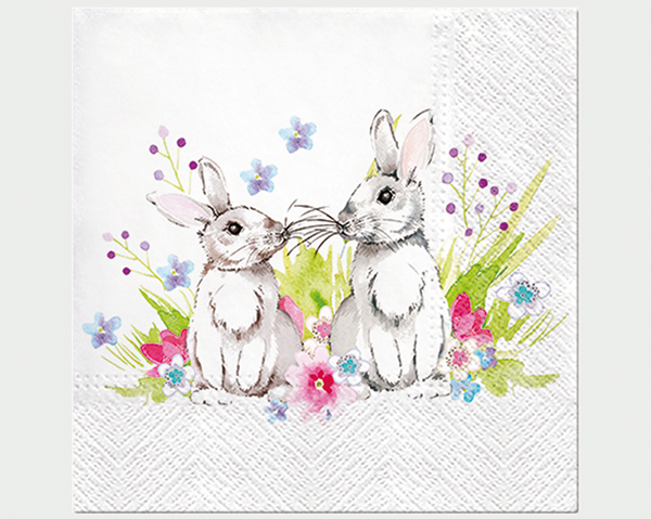 Premium Napkins 'Bunny Pair' 20pcs 33x33cm