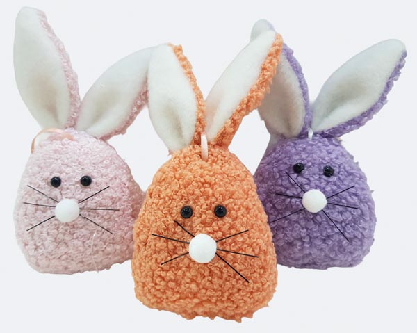 Flauschiger Hase 15x7x3,5cm in Rosa, Orange und Lila mit