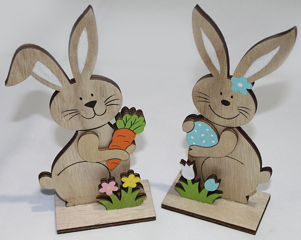 Cute bunnies decorated with extra flowers 7x3.7x16cm,