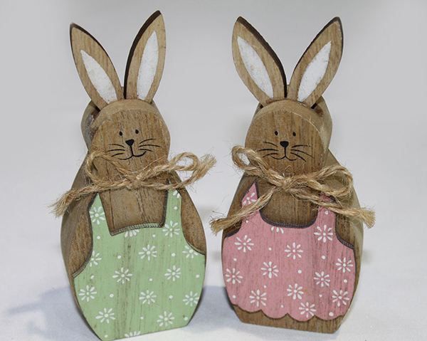 Lapin XL en bois avec robe à fleurs de buten 5x12x2,3cm,