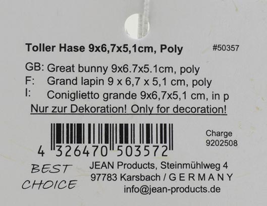 Superbe lapin 9x6,7x5,1 cm en résine synthétique, 2 poses