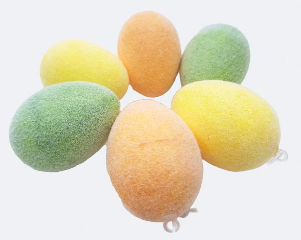 Sortierte Ostereier-Anhänger 6er Set! 6x4cm in Gelb, Orange