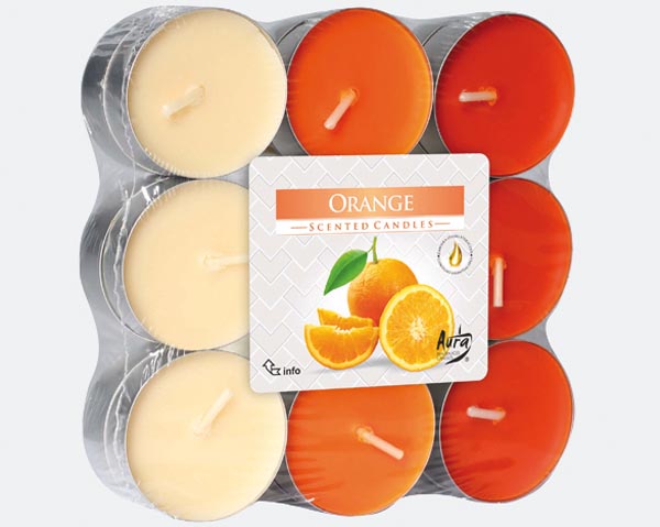 Teelichter Duft 18er Orange in Blockpackung