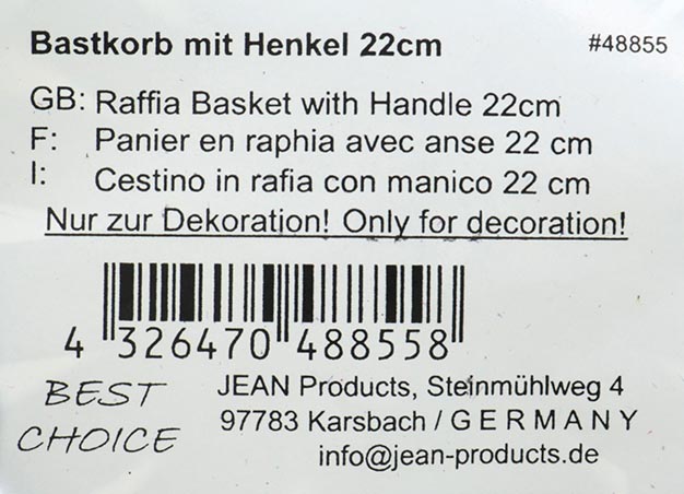 Bastkorb mit langem Henkel 22x14x8cm