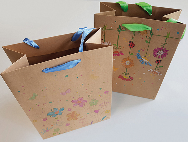 Sac cadeau en papier kraft durable, 23x18cm, avec cordon en