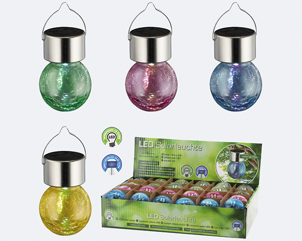 LED solar light Crackle, colorful, 3 assorted