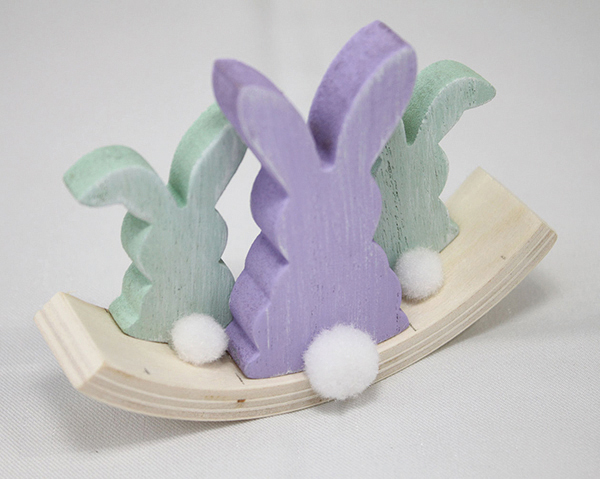 Wooden bunny and kids 11x3.5x8cm, lovingly hand-painted and