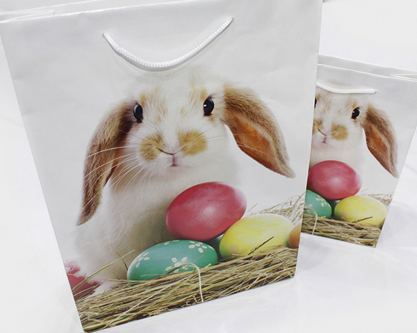 Gift bag with bunny motif, 25x8.5x34.5cm, size XL, made of