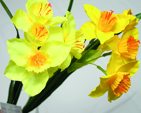 Bouquet de jonquilles avec 3 fleurs, 7x42cm, fait