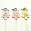 Flower with birds made of wood on a stick 37x6cm, 4