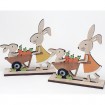 Holz Hase mit Wagen und Hasenkind, 12x11x3,5cm