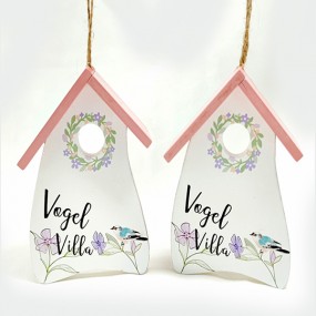Wooden birdhouse painted to hang 15x10x3cm, lovingly
